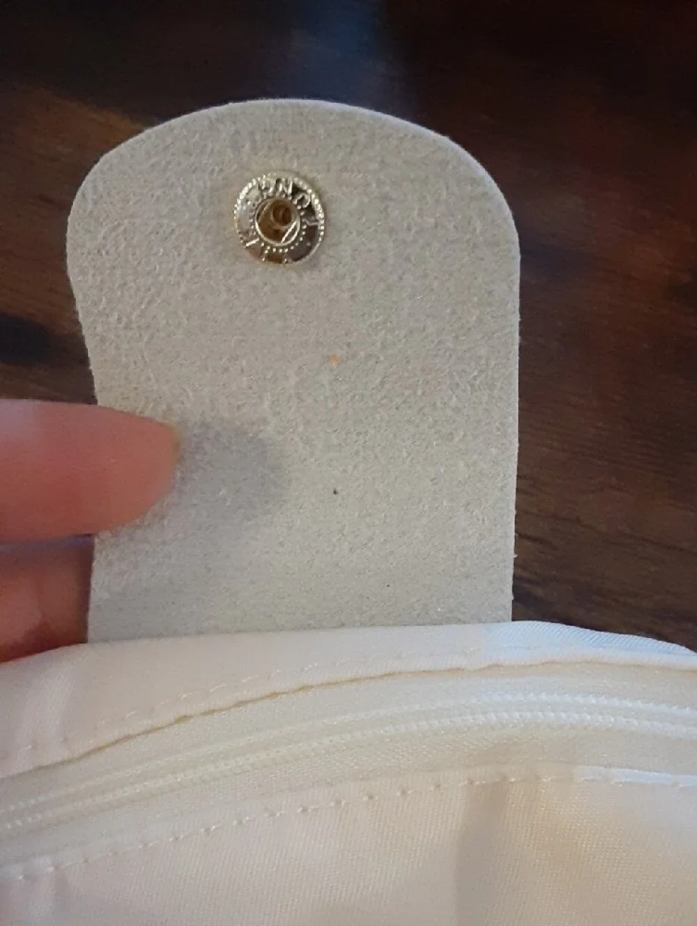Cream and Beige Mini Pouch Keychain Bag